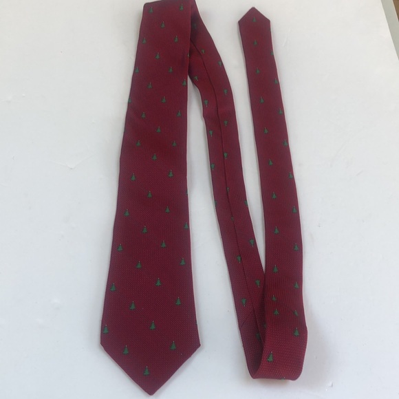 Silk Red Blue Green Holiday Christmas Tree Tie Made in USA - Picture 8 of 8